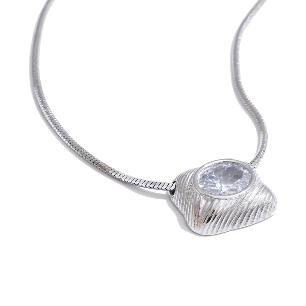 Square Cubic Zirconia Pendant Necklace