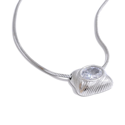 Square Cubic Zirconia Pendant Necklace