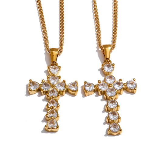 Cubic Zirconia Cross Pendant Necklace