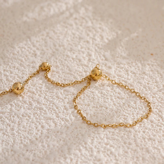 Gold Beaded Finger Bracelet