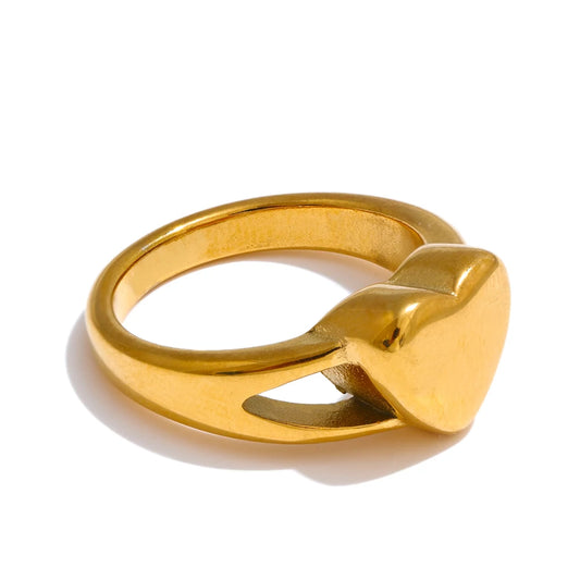 Heart Charm Stainless Steel Ring