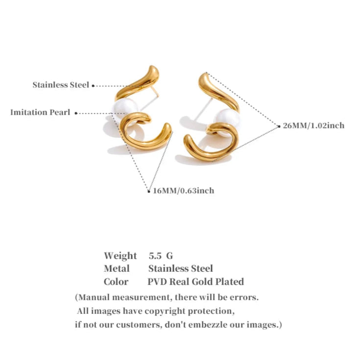 Irregular Geometric Simulated Pearl Stud Earrings