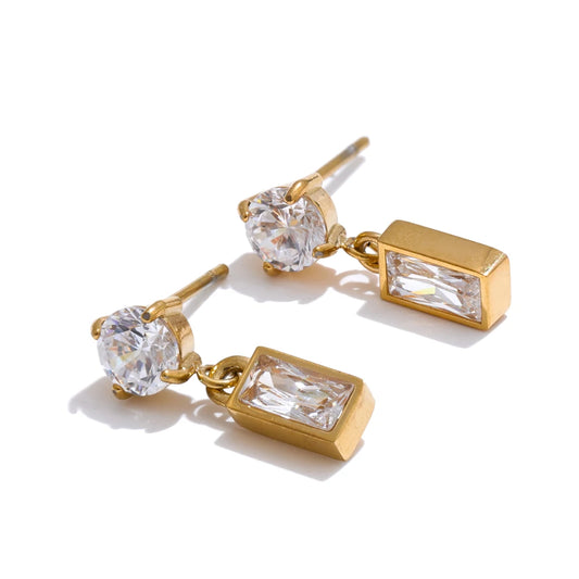 Rectangle Drop Earrings with AAA Cubic Zirconia