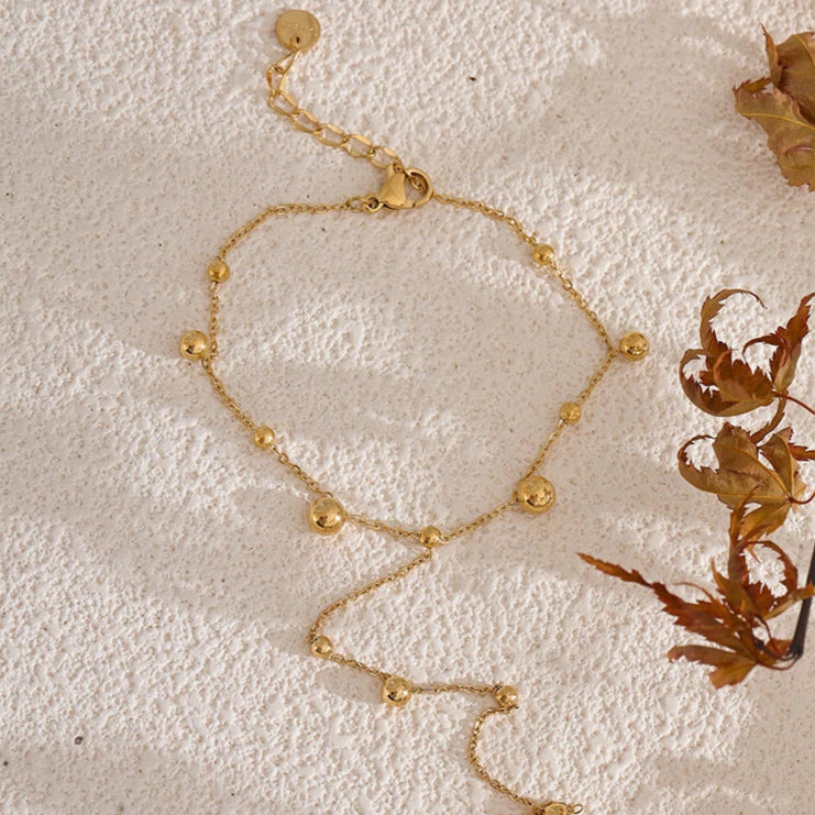Gold Beaded Finger Bracelet