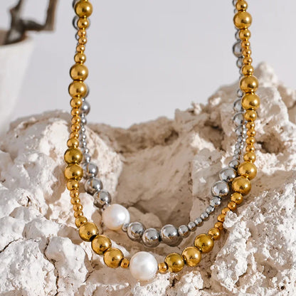 Pearl & Gold Bead Necklace