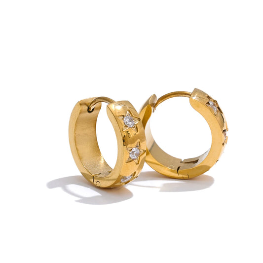 Star Zirconia Hoop Earrings