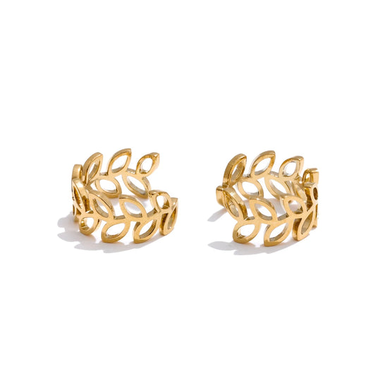 Hollow Leaf Ear Cuff Earrings
