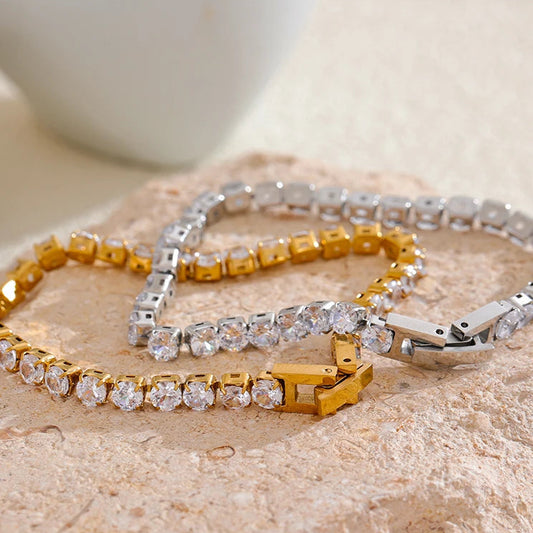 Shiny Cubic Zirconia Chain Bracelet
