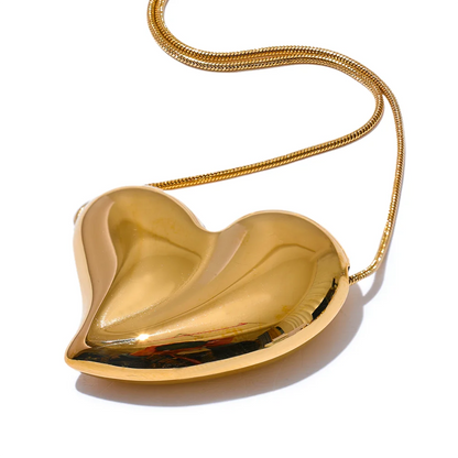 Smooth Thick Heart Pendant Necklace