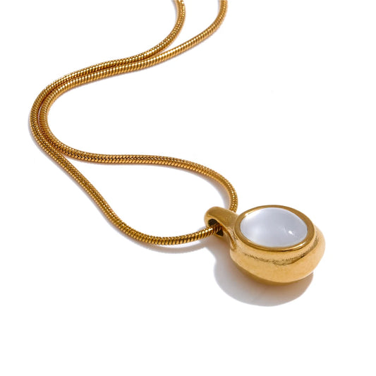 Stone & Shell Pendant Necklace