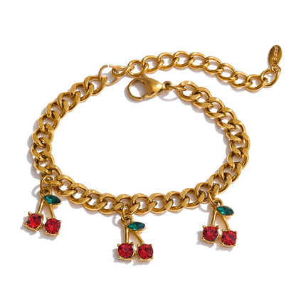 Cherry Cubic Zirconia Necklace & Bracelet Set