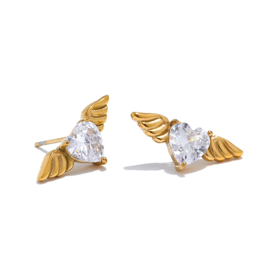 Cubic Zirconia Wing Stud Earrings