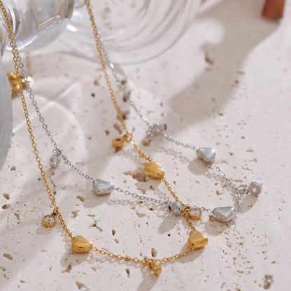 Romantic Zirconia Heart Drop Necklace