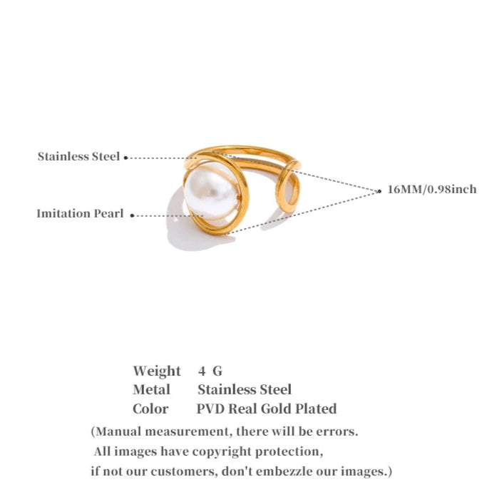 Simulated Pearl Open Ring