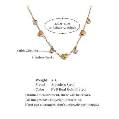 Romantic Zirconia Heart Drop Necklace