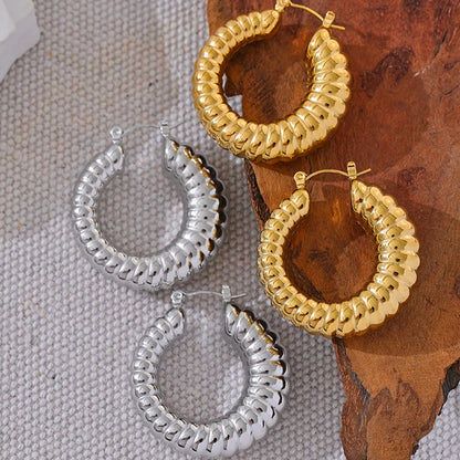 35mm Hollow Round Chunky Hoop Earrings