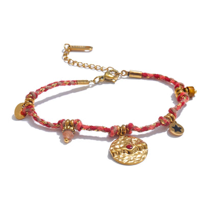 Colorful Braided Rope & Stainless Steel Bracelet