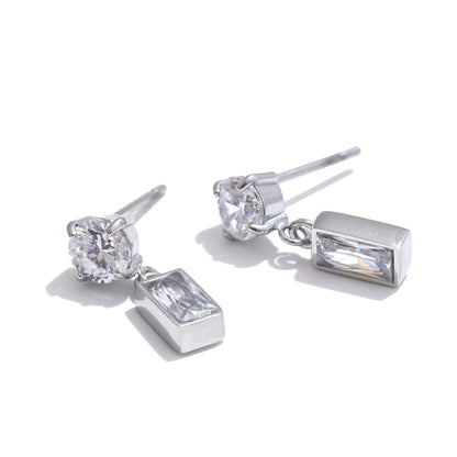 Rectangle Drop Earrings with AAA Cubic Zirconia