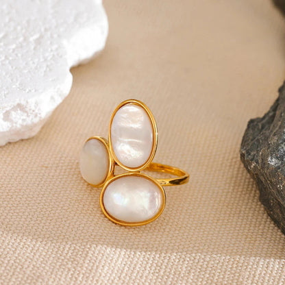 Shell Flower Adjustable Ring