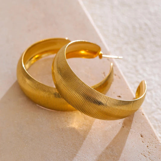 Minimalist Geometric C-Shape Hoop Earrings