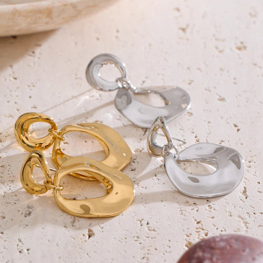 Glossy Geometric Drop Earrings
