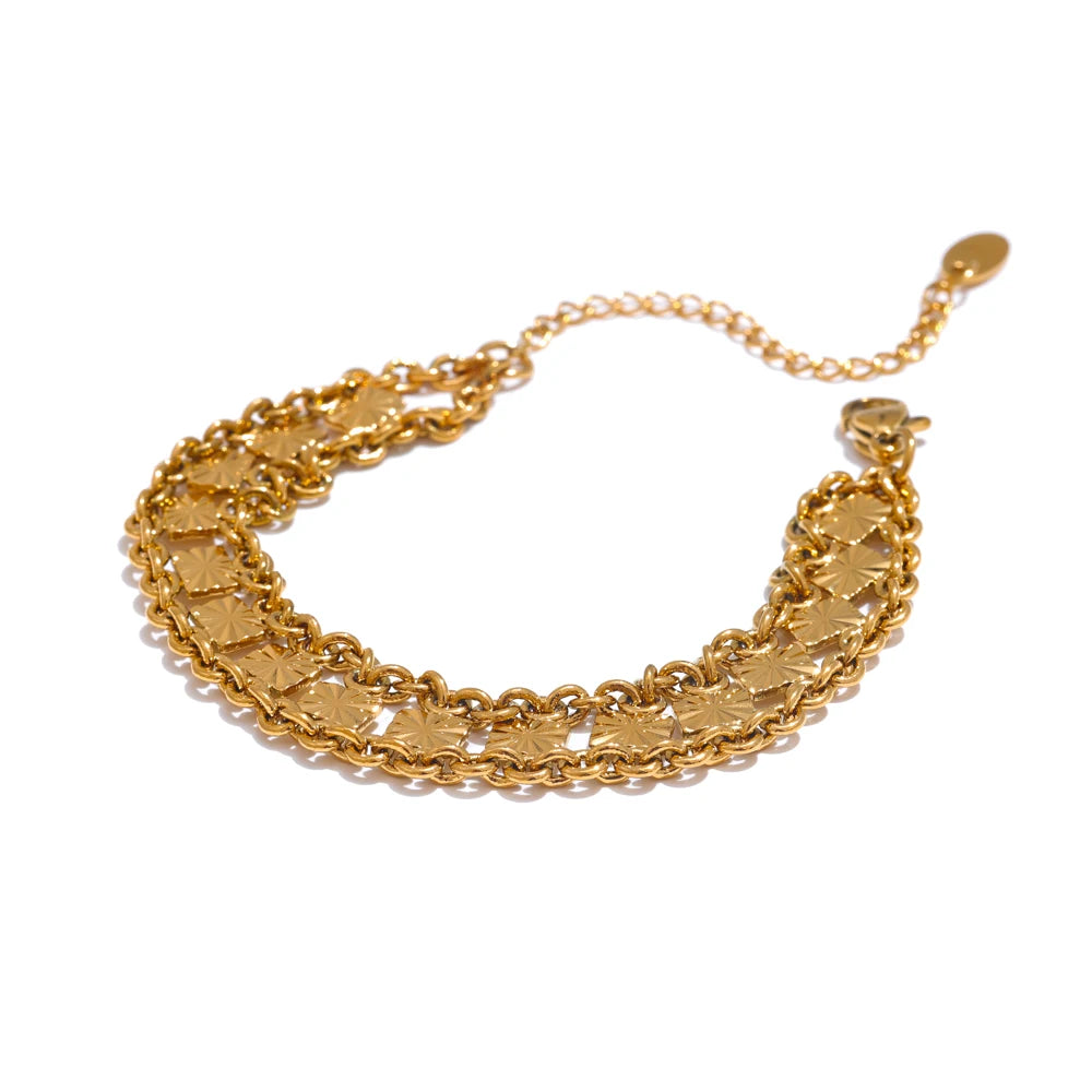 Bold Square Chain Necklace & Bracelet Set
