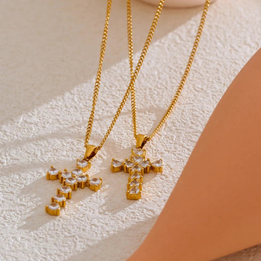 Cubic Zirconia Cross Pendant Necklace