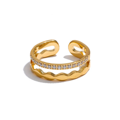 Double Layer CZ Open Ring