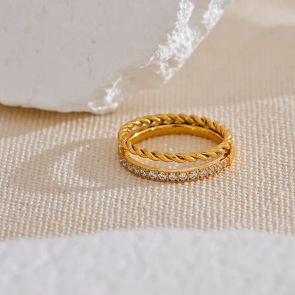 Delicate Double Round Chain Ring