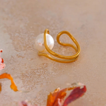 Simulated Pearl Open Ring