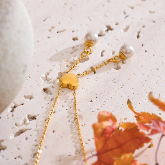 Heart & Pearl Drop Necklace