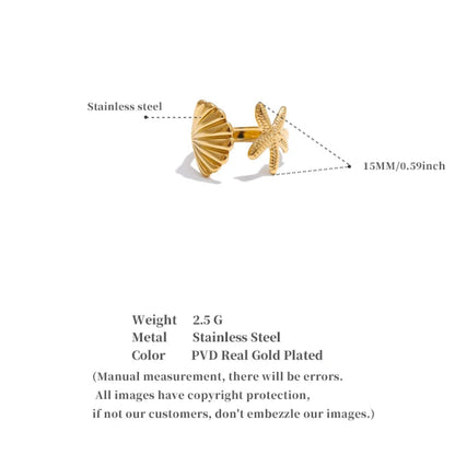 Ocean Shell & Starfish Adjustable Ring