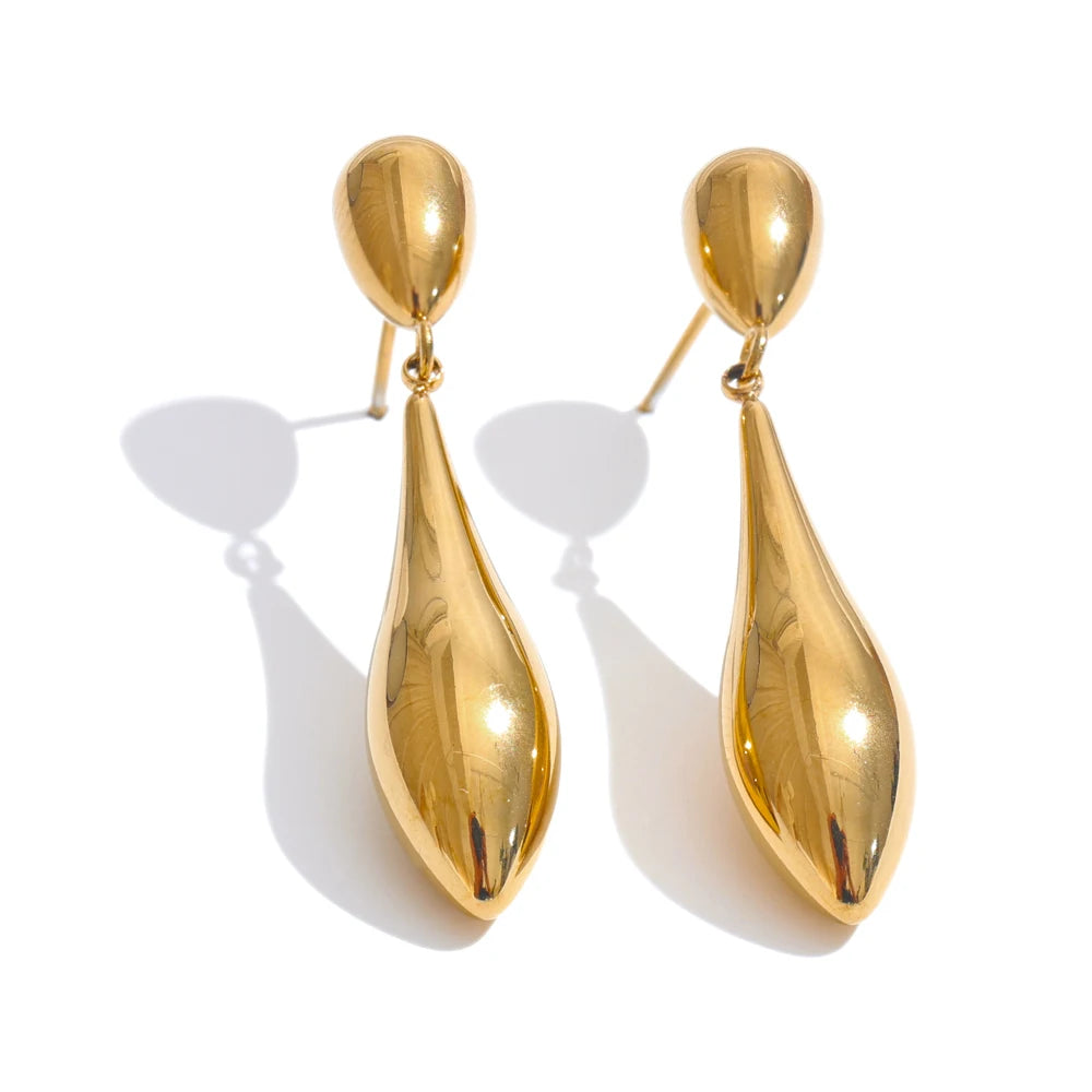 Polished Water Drop Statement Earrings