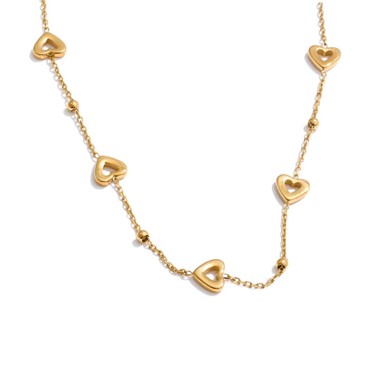 Romantic Heart Chain Necklace & Bracelet Set