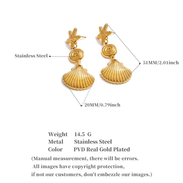 Starfish & Shell Dangle Earrings