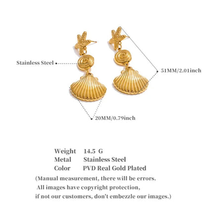 Starfish & Shell Dangle Earrings