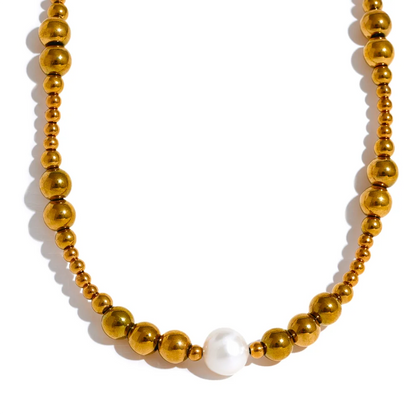 Pearl & Gold Bead Necklace