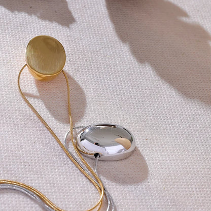 Oval Hollow Stainless Steel Pendant Necklace