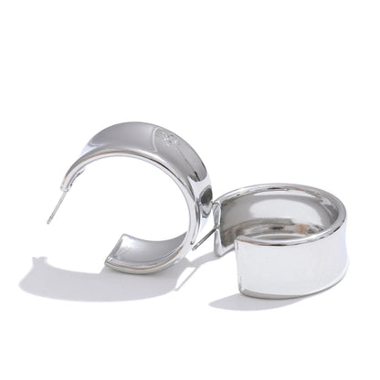 Smooth Metal C-Shape Hoop Earrings