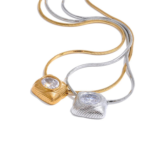Square Cubic Zirconia Pendant Necklace