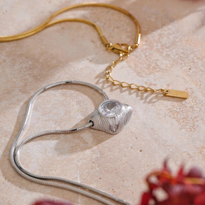 Square Cubic Zirconia Pendant Necklace
