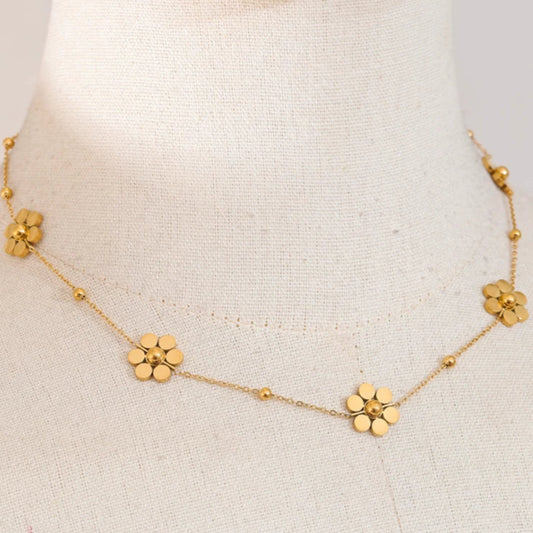 Golden Flower Chain Necklace