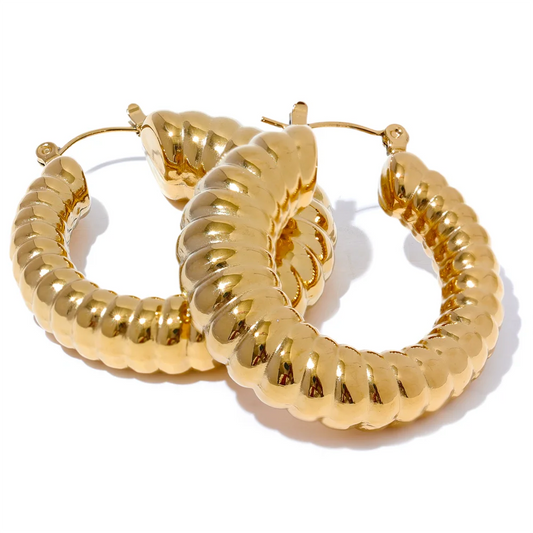 35mm Hollow Round Chunky Hoop Earrings