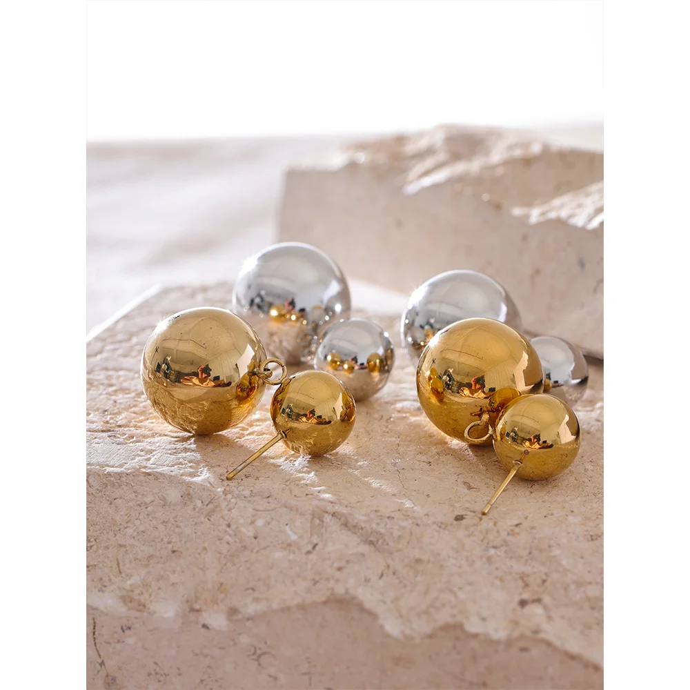 Sleek Round Bead Drop Earrings