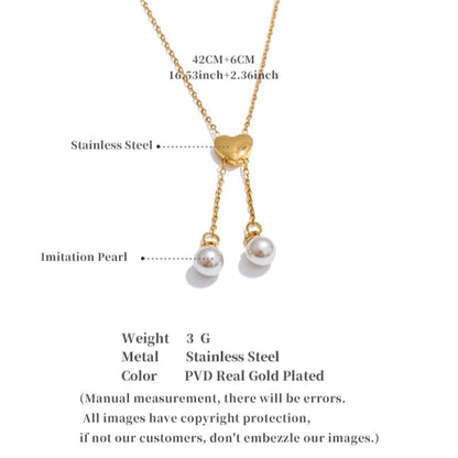 Heart & Pearl Drop Necklace