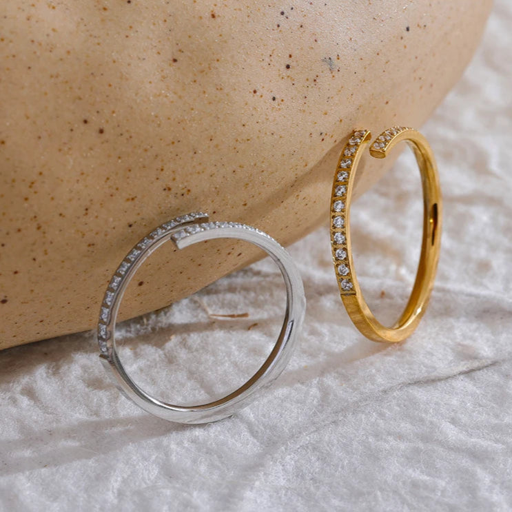 Minimalist Open Ring with Cubic Zirconia