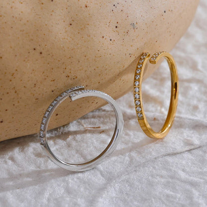 Minimalist Open Ring with Cubic Zirconia