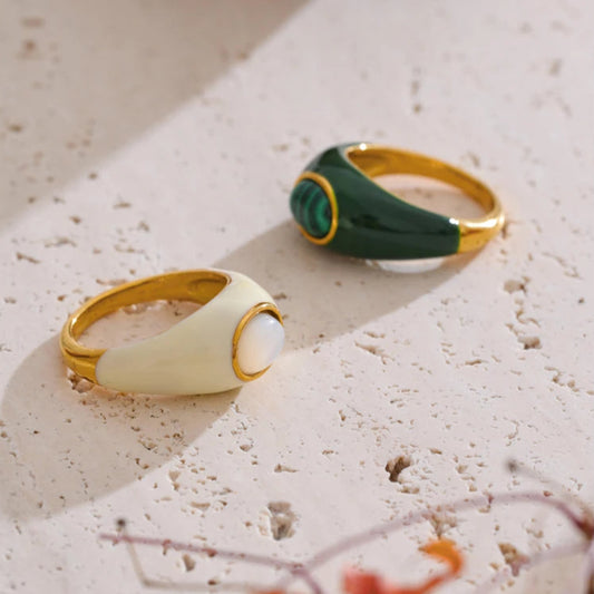 Ring with White Enamel