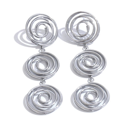 Hollow Round Long Drop Earrings