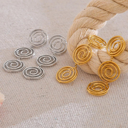 Hollow Round Long Drop Earrings